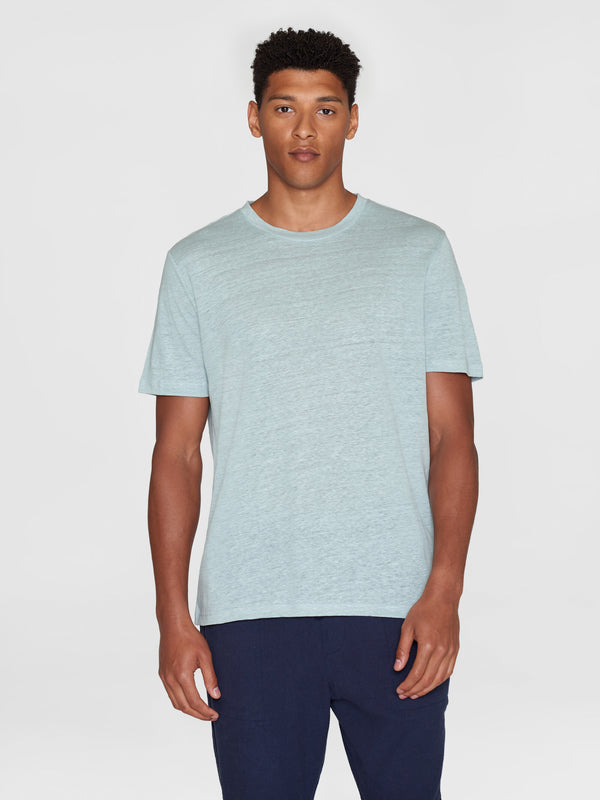 KnowledgeCotton Apparel - MEN Linen t-shirt T-shirts 1436 Gray Mist