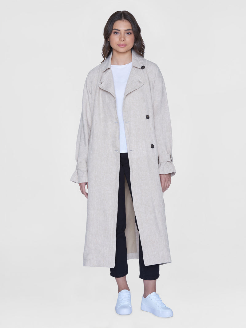 KnowledgeCotton Apparel - WMN Linen trenchcoat - GOTS/Vegan Jackets 1228 Light feather gray