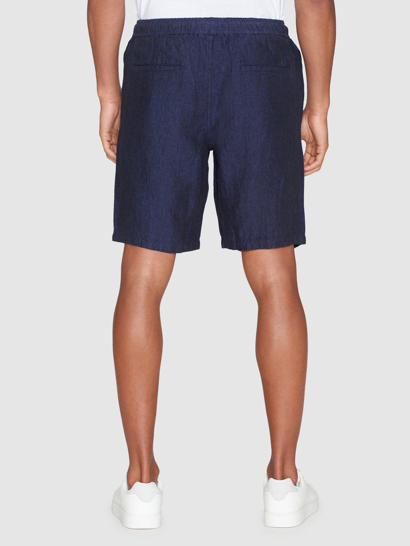 KnowledgeCotton Apparel - MEN Loose Linen shorts Shorts 1001 Total Eclipse