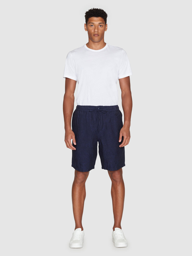 KnowledgeCotton Apparel - MEN Loose Linen shorts Shorts 1001 Total Eclipse