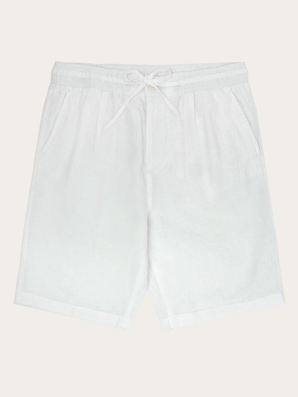 KnowledgeCotton Apparel - MEN Loose Linen shorts Shorts 1010 Bright White