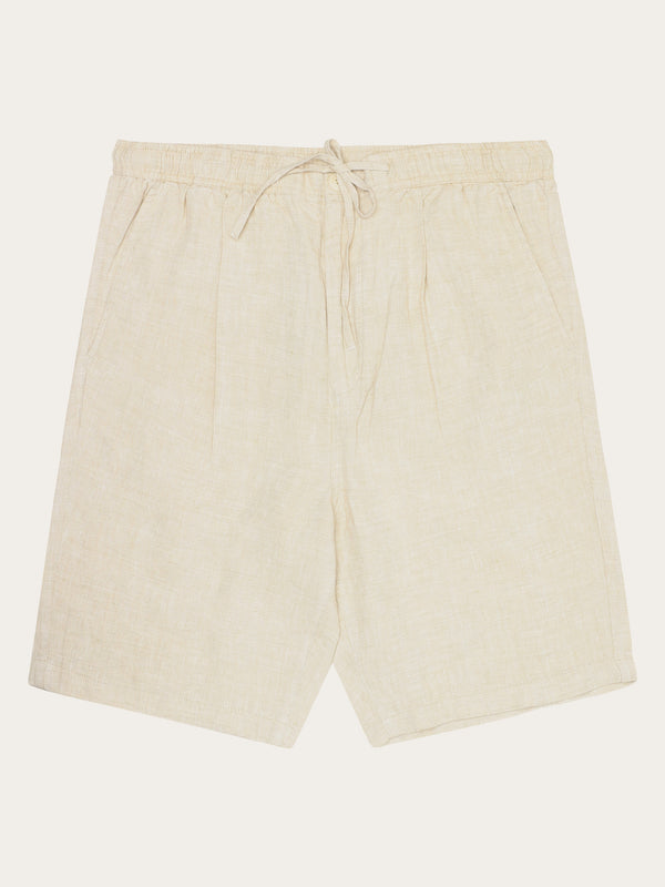 KnowledgeCotton Apparel - MEN Loose Linen shorts Shorts 1228 Light feather gray