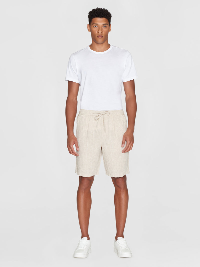 KnowledgeCotton Apparel - MEN Loose Linen shorts Shorts 1228 Light feather gray