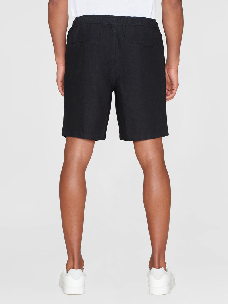 KnowledgeCotton Apparel - MEN Loose Linen shorts Shorts 1300 Black Jet