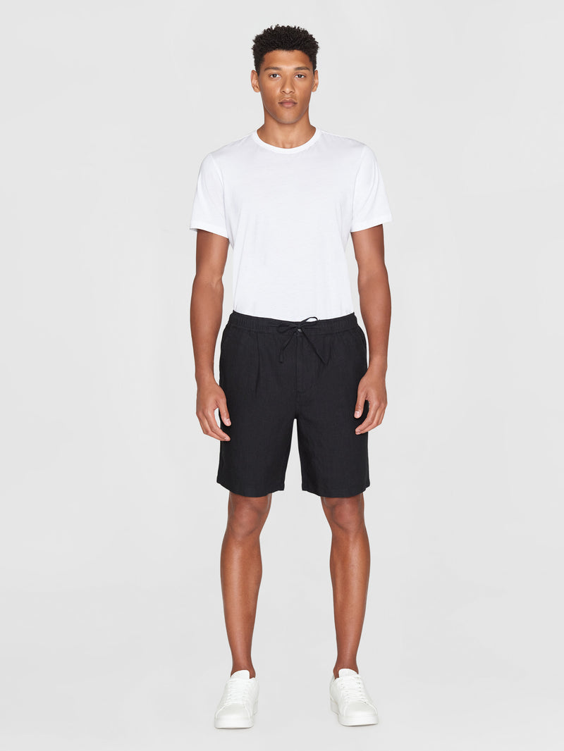 KnowledgeCotton Apparel - MEN Loose Linen shorts Shorts 1300 Black Jet