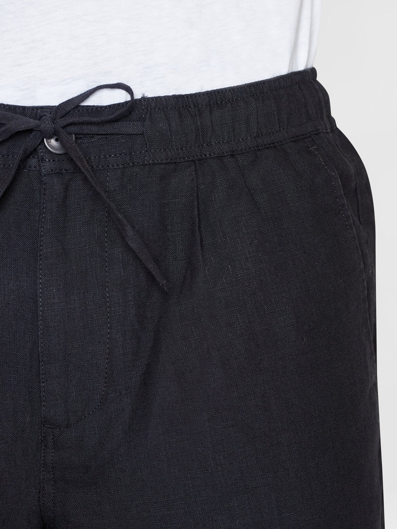 KnowledgeCotton Apparel - MEN Loose Linen shorts Shorts 1300 Black Jet