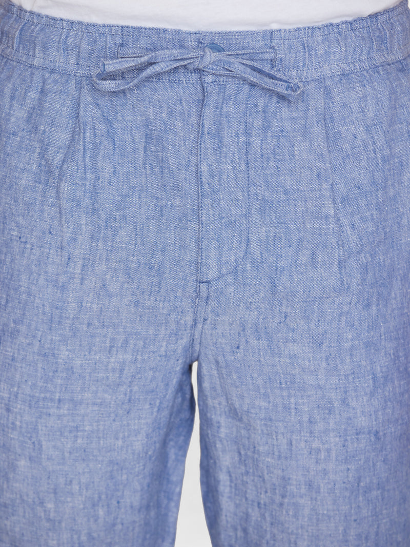 KnowledgeCotton Apparel - MEN Loose Linen shorts Shorts 1432 Moonlight Blue