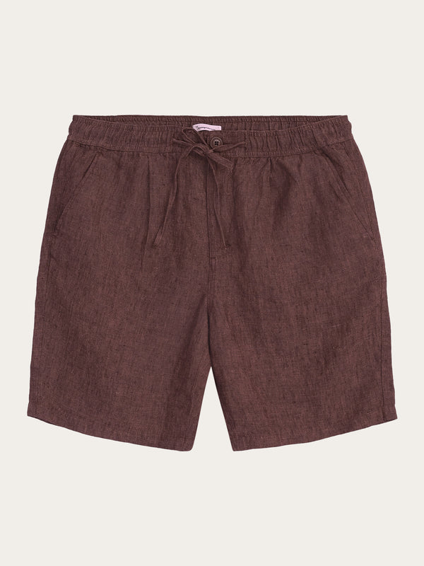 KnowledgeCotton Apparel - MEN Loose Linen shorts Shorts 1437 Chocolate Malt