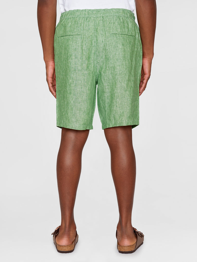 KnowledgeCotton Apparel - MEN Loose Linen shorts Shorts 1454 Shale Green