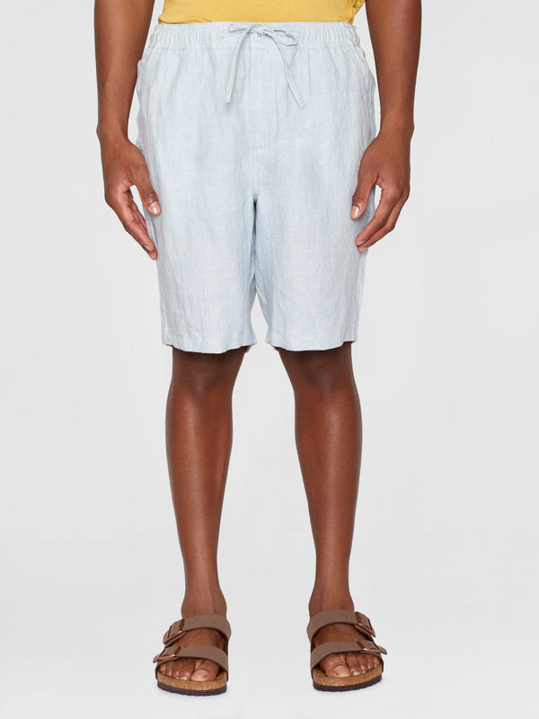 KnowledgeCotton Apparel - MEN Loose Linen shorts Shorts 1457 Dusk Blue