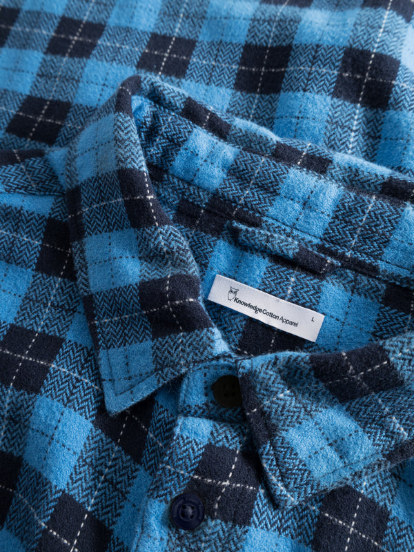 KnowledgeCotton Apparel - MEN Loose fit checkered shirt Shirts 7021 blue check