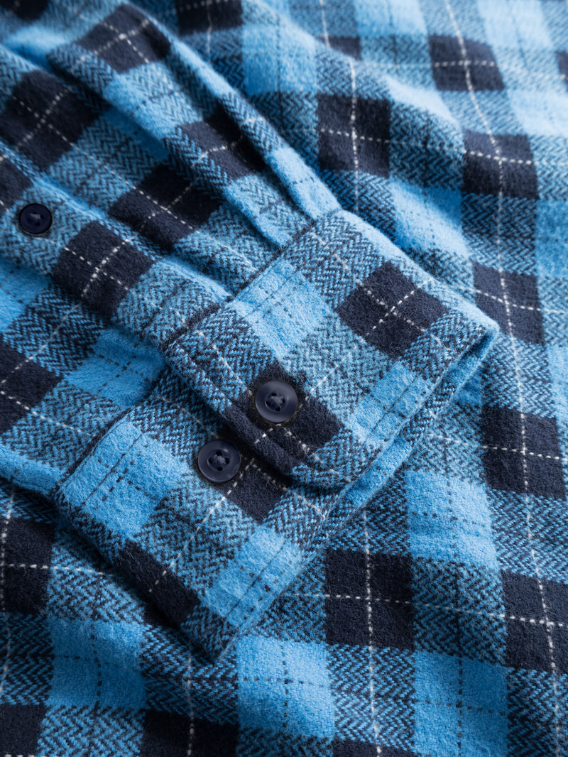 KnowledgeCotton Apparel - MEN Loose fit checkered shirt Shirts 7021 blue check