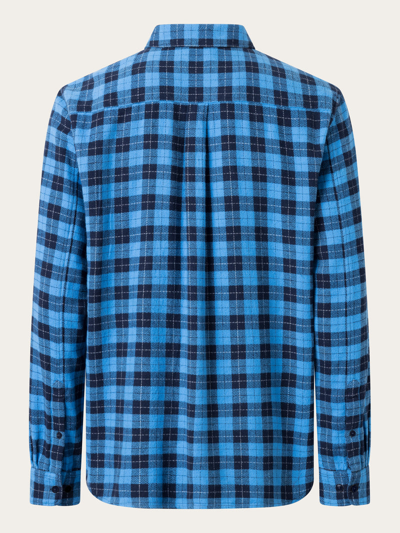 KnowledgeCotton Apparel - MEN Loose fit checkered shirt Shirts 7021 blue check