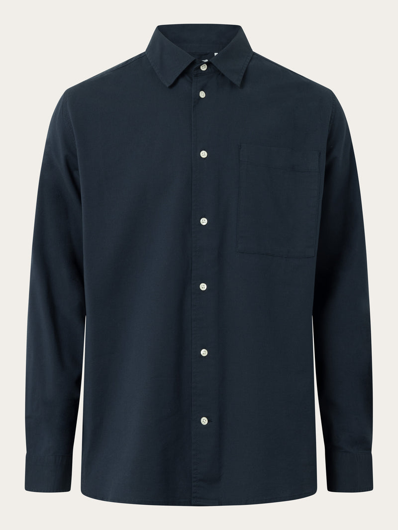 KnowledgeCotton Apparel - MEN Loose fit oxford shirt Shirts 1001 Total Eclipse