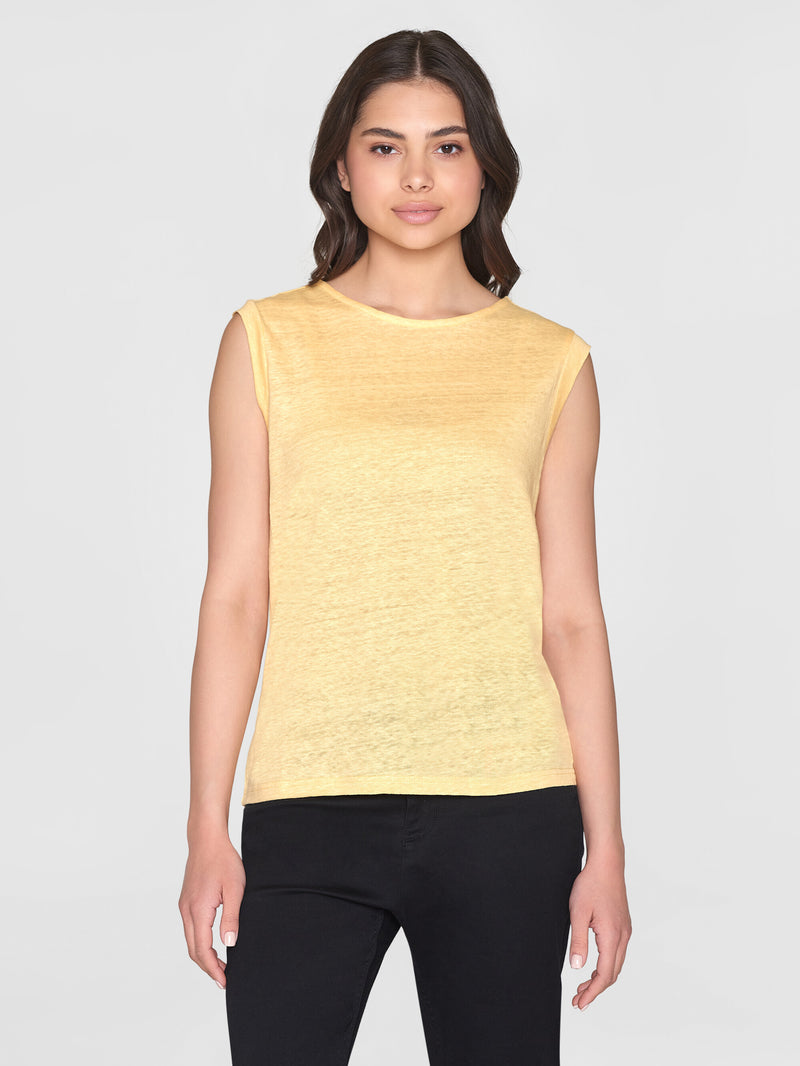 KnowledgeCotton Apparel - WMN Loose fold up linen t-shirt T-shirts 1352 Impala