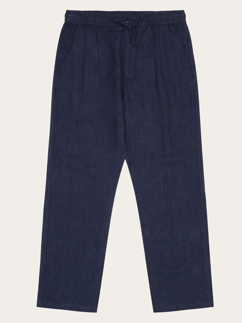 KnowledgeCotton Apparel - MEN Loose linen pant Pants 1001 Total Eclipse