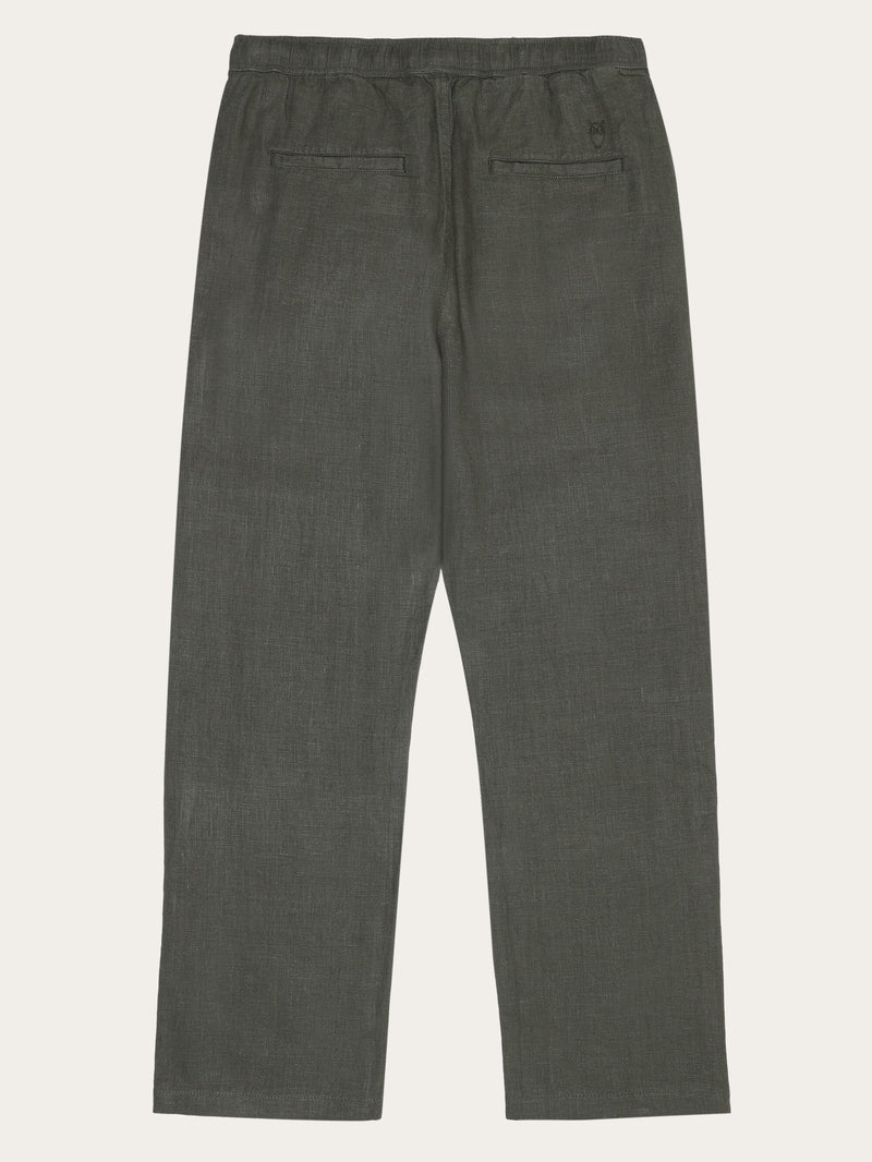 KnowledgeCotton Apparel - MEN Loose linen pant Pants 1068 Burned Olive