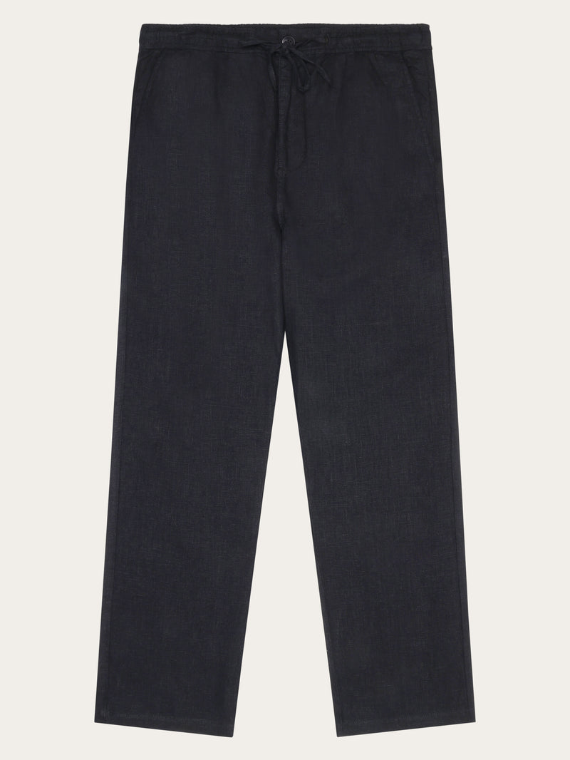 KnowledgeCotton Apparel - MEN Loose linen pant Pants 1300 Black Jet