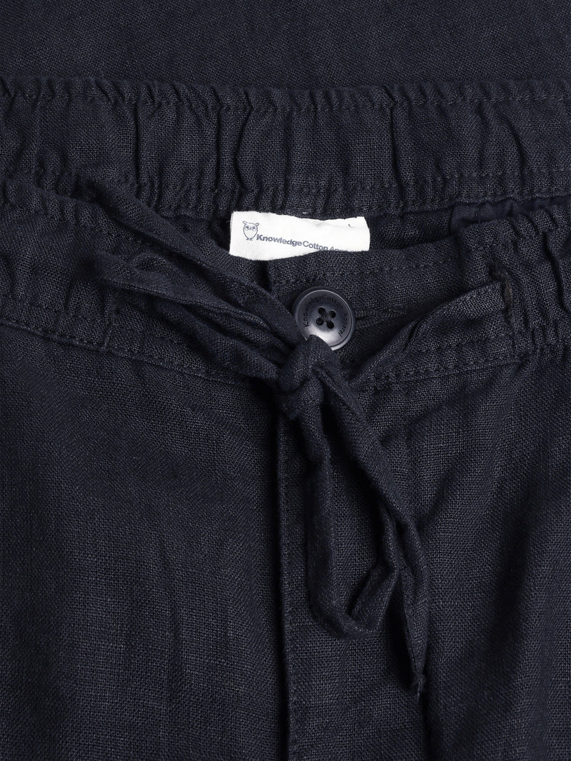 KnowledgeCotton Apparel - MEN Loose linen pant Pants 1300 Black Jet