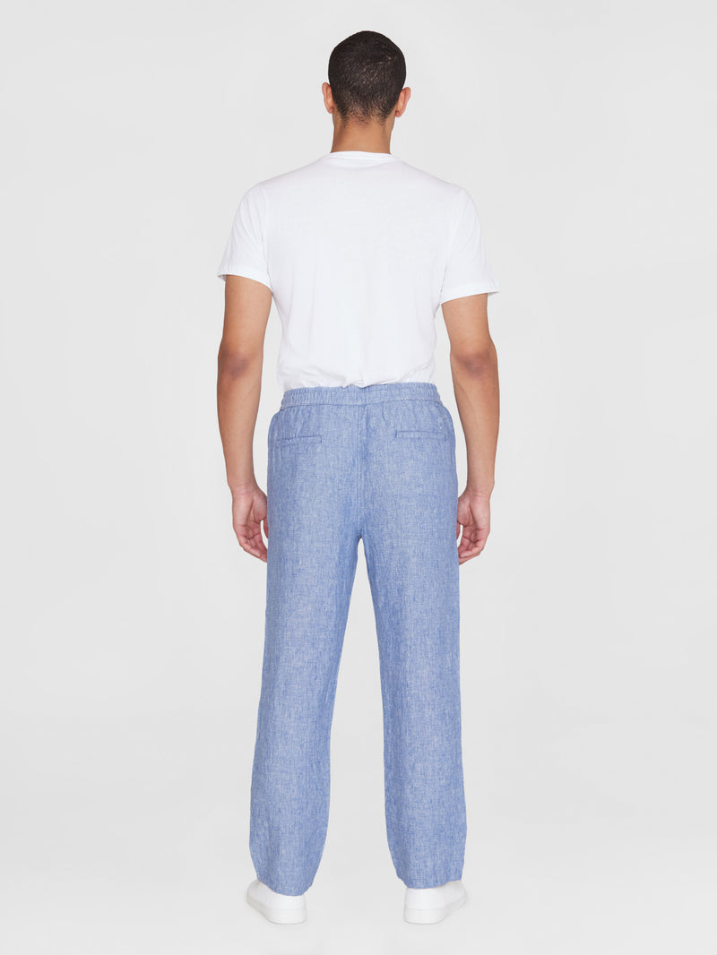 KnowledgeCotton Apparel - MEN Loose linen pant Pants 1432 Moonlight Blue