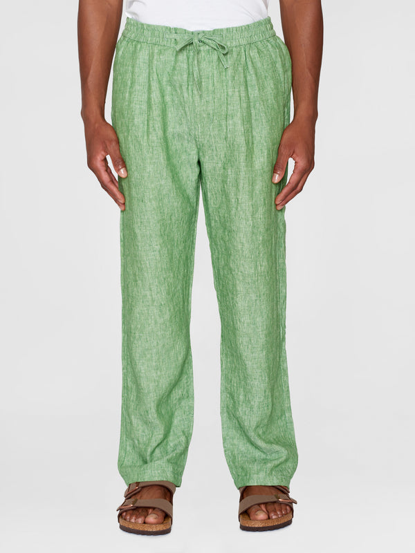 KnowledgeCotton Apparel - MEN Loose linen pant Pants 1454 Shale Green