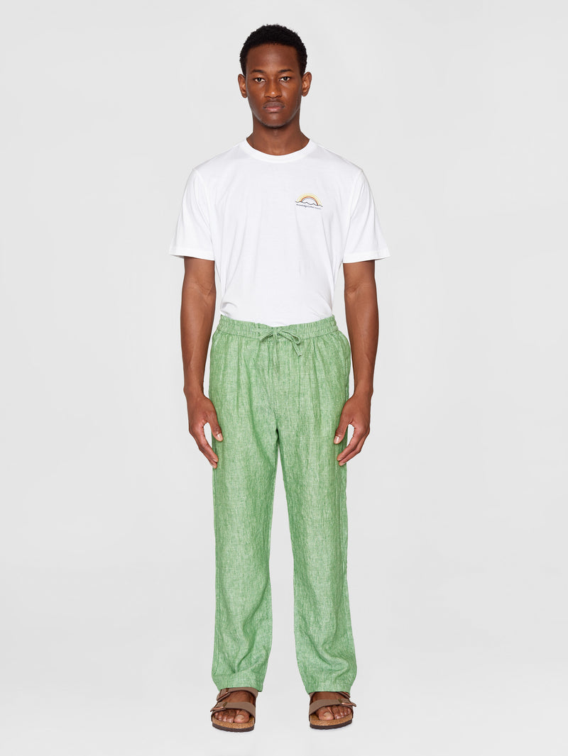 KnowledgeCotton Apparel - MEN Loose linen pant Pants 1454 Shale Green