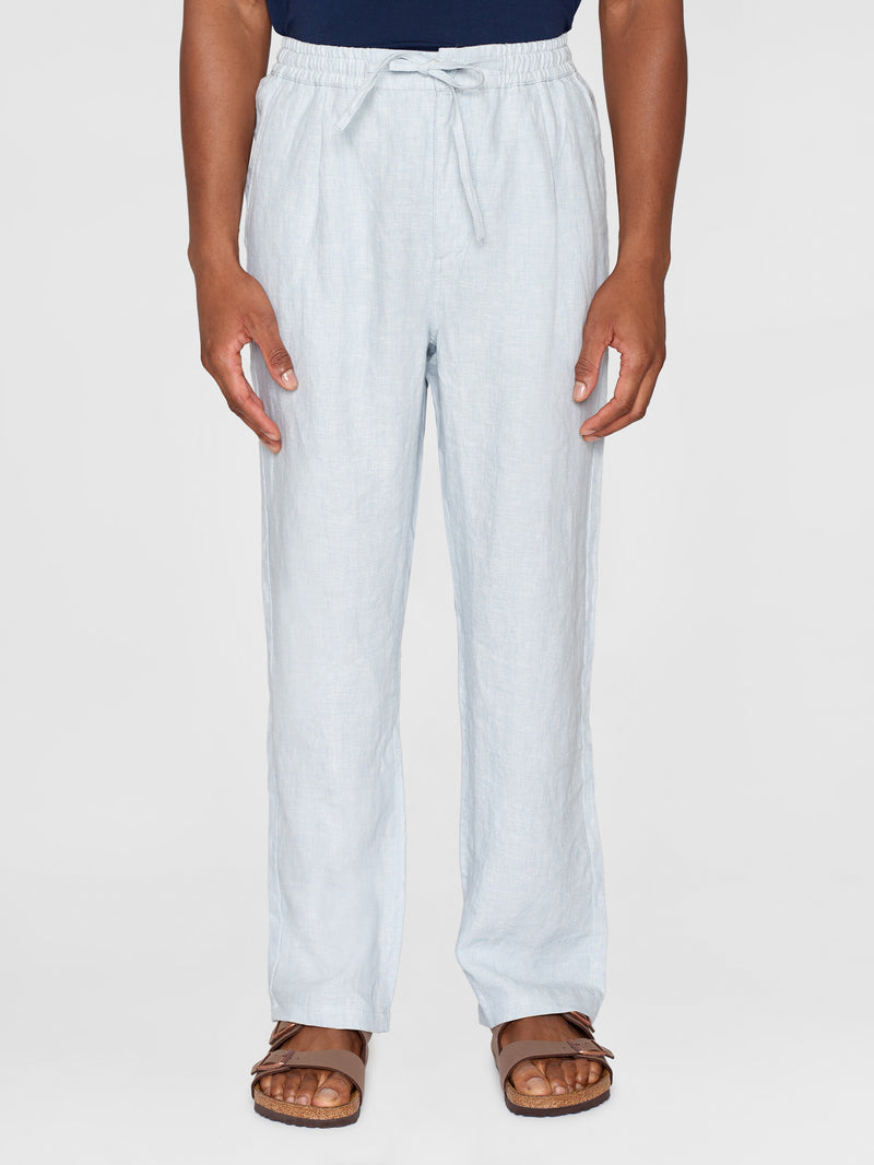 KnowledgeCotton Apparel - MEN Loose linen pant Pants 1457 Dusk Blue