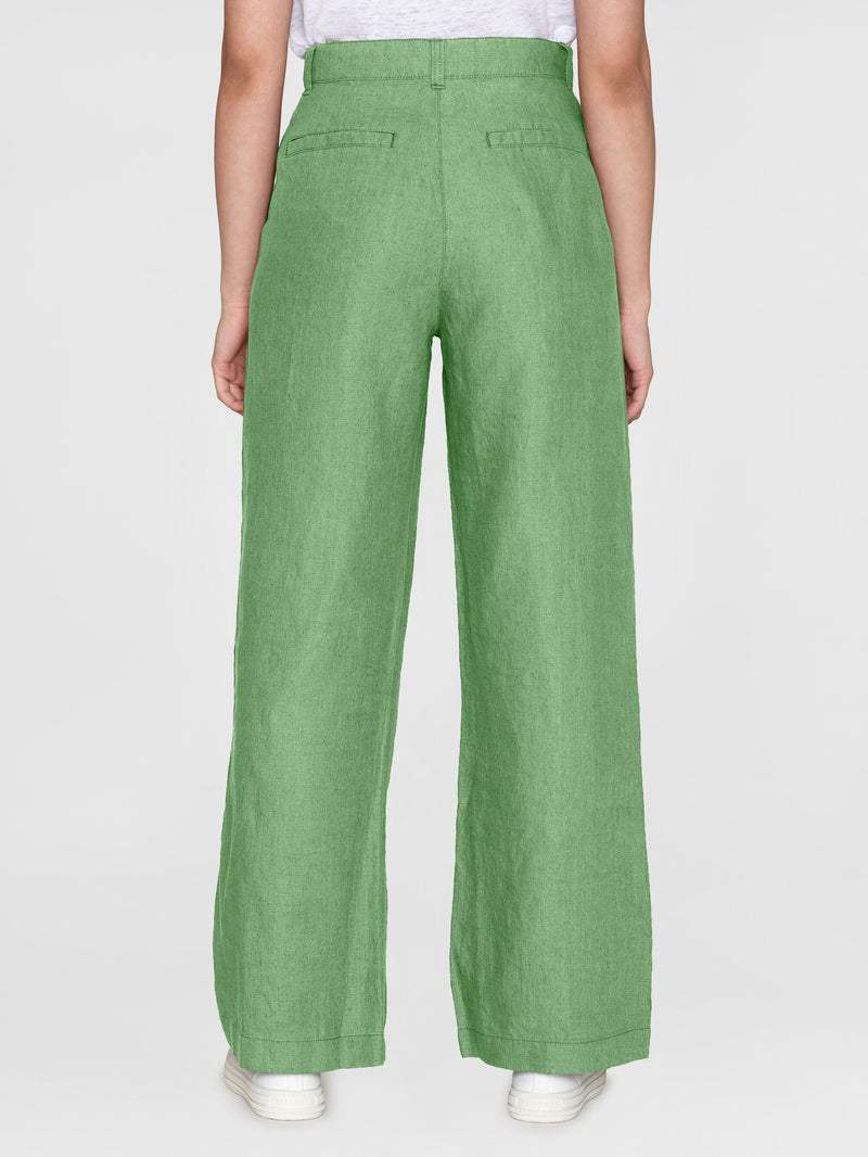 KnowledgeCotton Apparel - WMN Loose natural linen pants Pants 1454 Shale Green