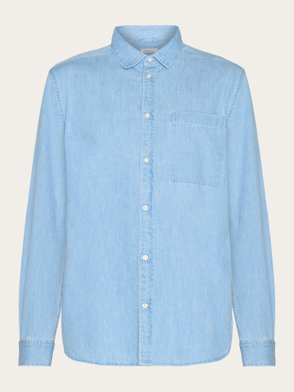 KnowledgeCotton Apparel - MEN Loose shirt - GOTS/Vegan Shirts 3030 Bleached Blue