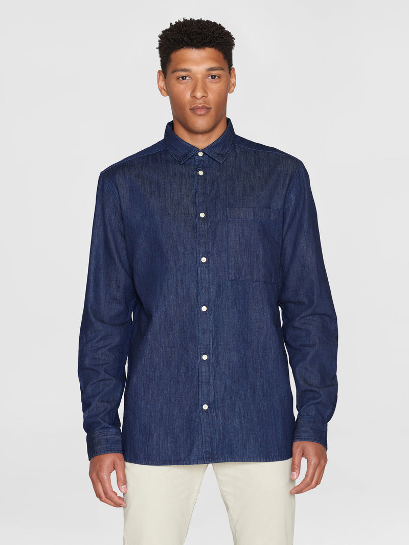 KnowledgeCotton Apparel - MEN Loose shirt - GOTS/Vegan Shirts 3051 Classic indigo