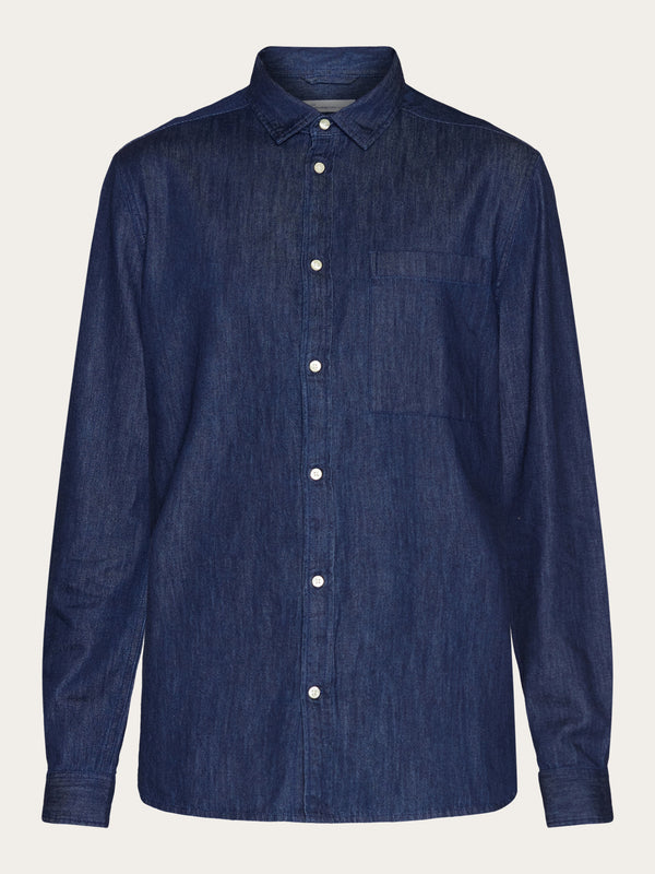 KnowledgeCotton Apparel - MEN Loose shirt - GOTS/Vegan Shirts 3051 Classic indigo