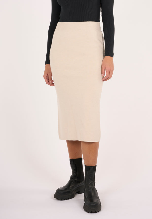 KnowledgeCotton Apparel - WMN Midth lengt merino knit skirt Skirts 1346 Kelp