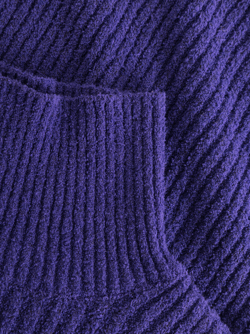 KnowledgeCotton Apparel - WMN Mouline roll neck Knits 1416 Deep Purple