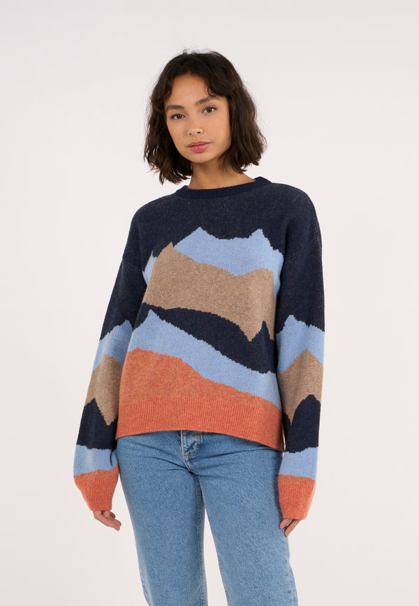 KnowledgeCotton Apparel - WMN Mountain crew neck knit Knits 9999 Item Colour