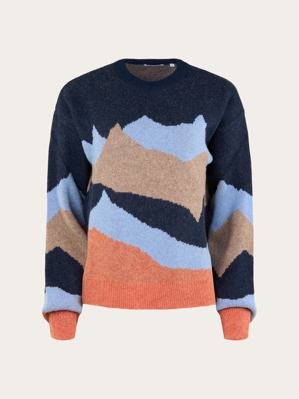 KnowledgeCotton Apparel - WMN Mountain crew neck knit Knits 9999 Item Colour