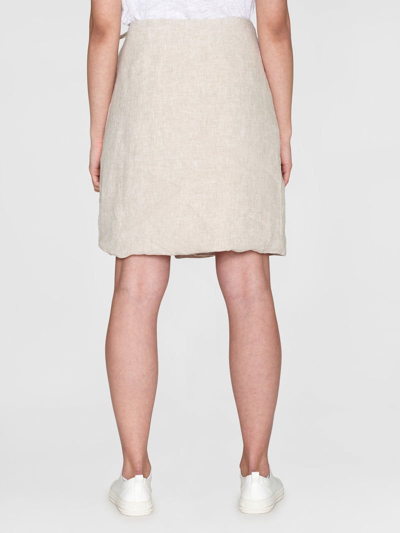 KnowledgeCotton Apparel - WMN Natural linen wrap skirt Skirts 1228 Light feather gray