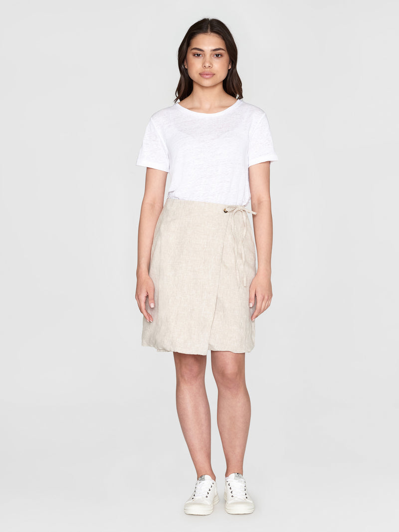 KnowledgeCotton Apparel - WMN Natural linen wrap skirt Skirts 1228 Light feather gray