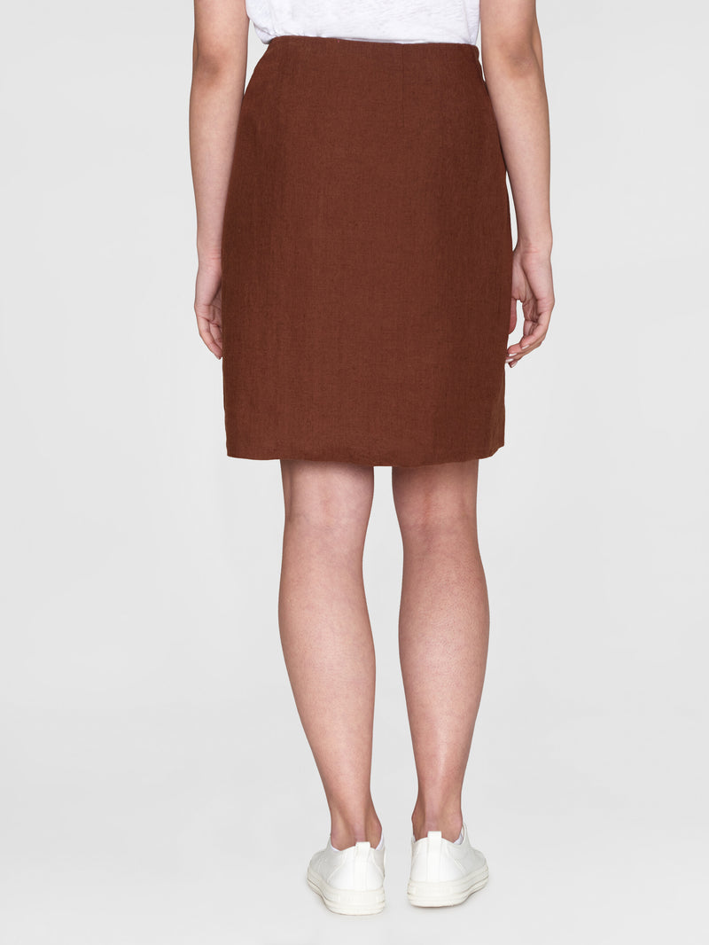 KnowledgeCotton Apparel - WMN Natural linen wrap skirt Skirts 1441 Tiramisu