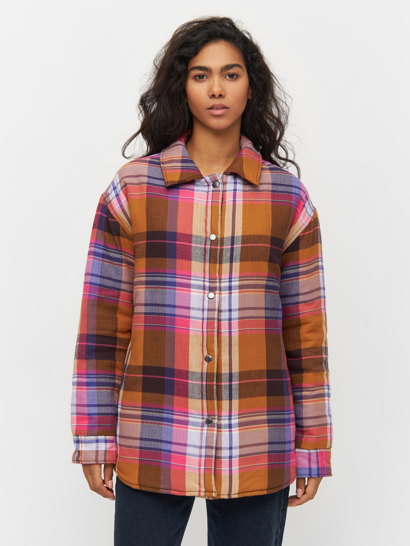 KnowledgeCotton Apparel - WMN Oversize check overshirt Overshirts 7032 Multi check