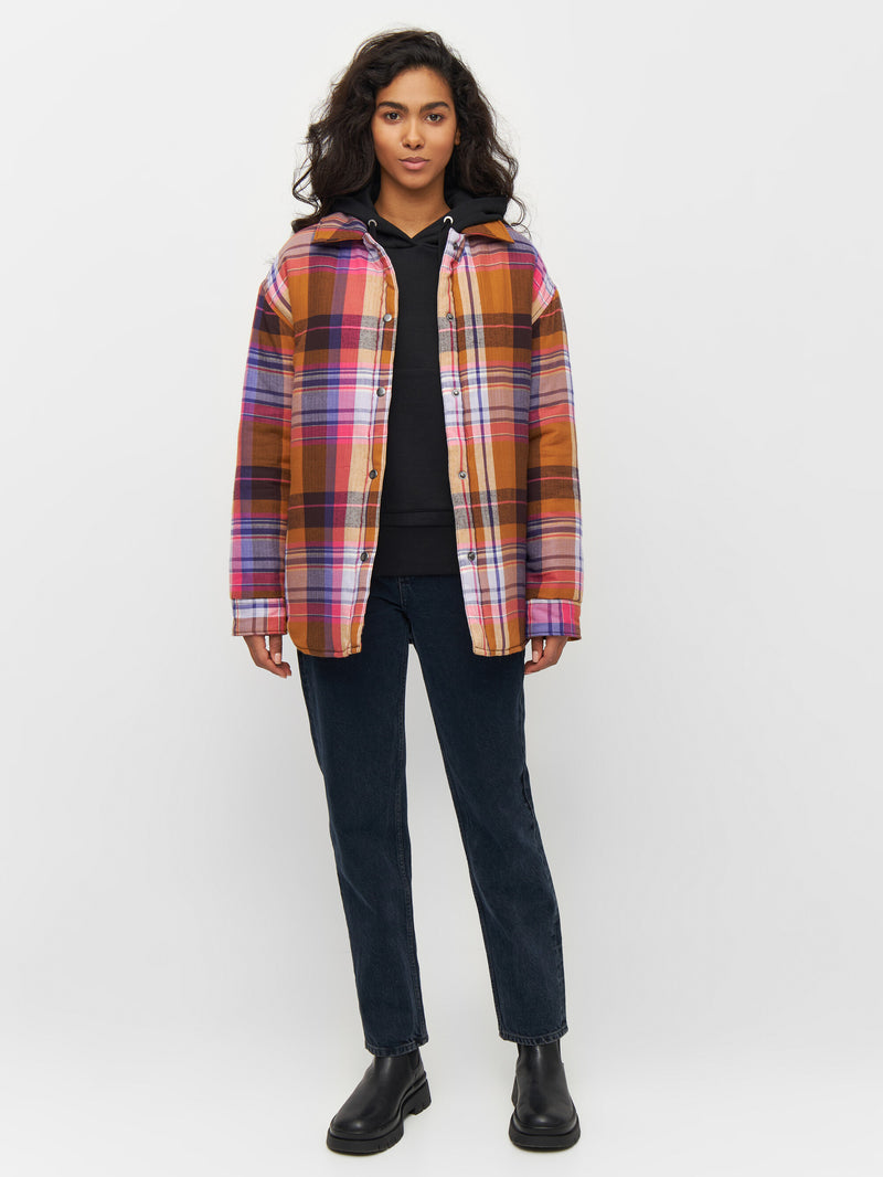 KnowledgeCotton Apparel - WMN Oversize check overshirt Overshirts 7032 Multi check