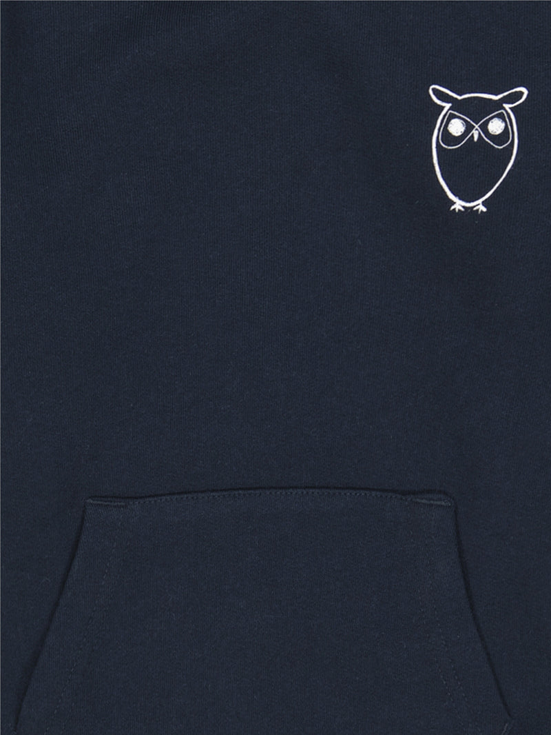 KnowledgeCotton Apparel - YOUNG Owl chest print hood sweat Sweats 1001 Total Eclipse