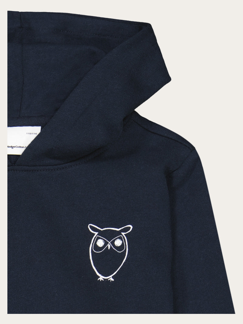 KnowledgeCotton Apparel - YOUNG Owl chest print hood sweat Sweats 1001 Total Eclipse