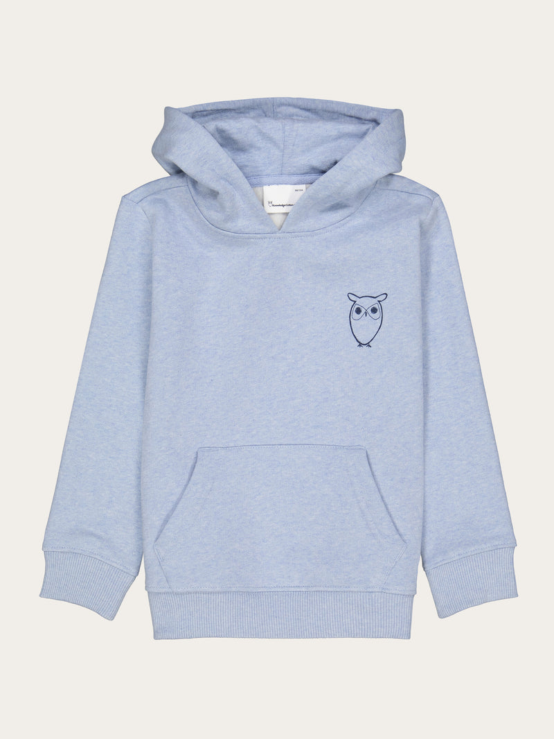 KnowledgeCotton Apparel - YOUNG Owl chest print hood sweat Sweats 1259 Sky way melange