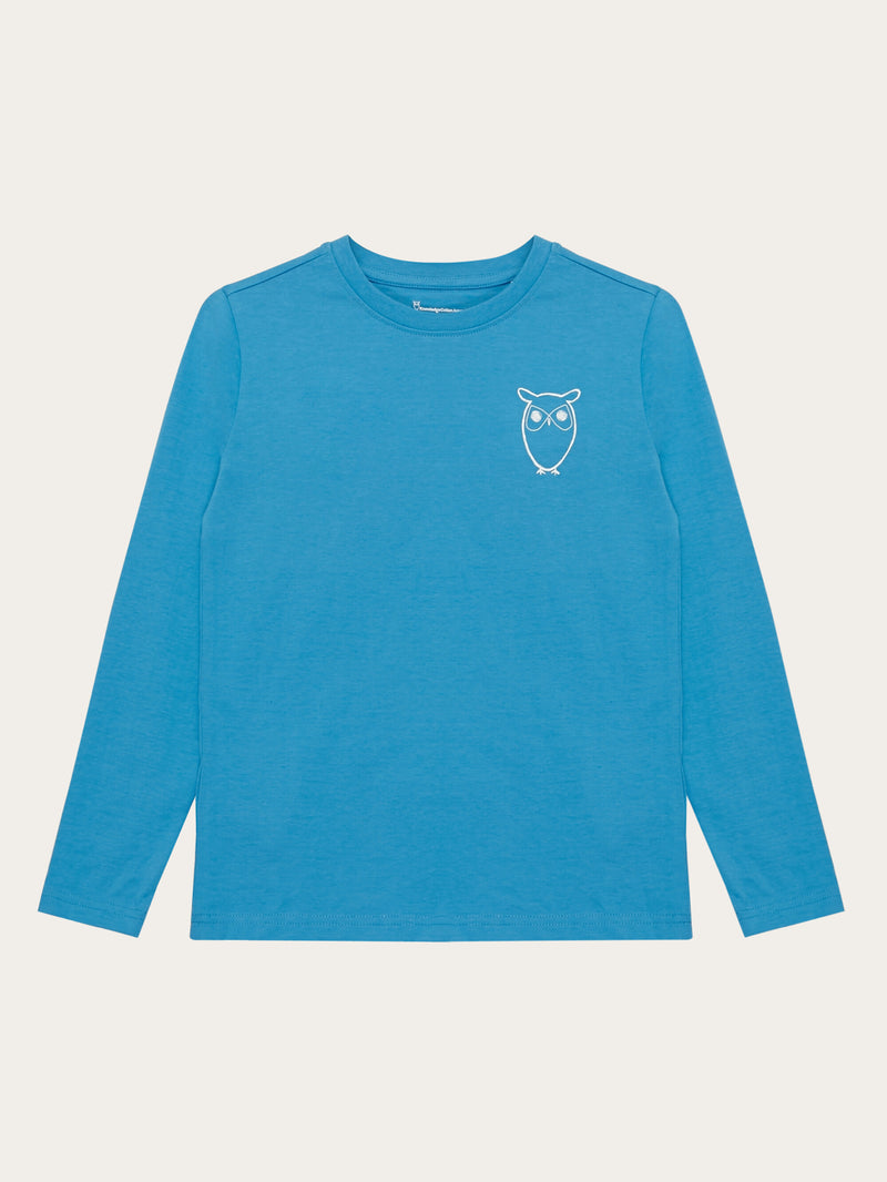 KnowledgeCotton Apparel - YOUNG Owl long sleeve t-shirt Long Sleeves 1393 Azure Blue