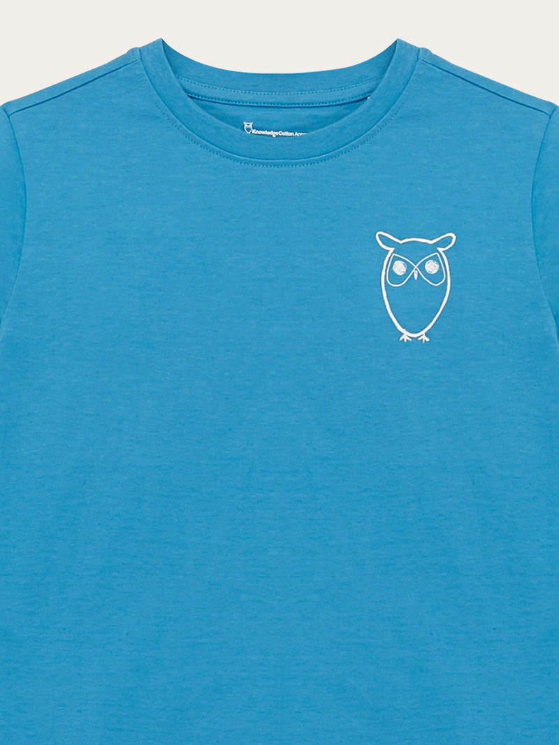 KnowledgeCotton Apparel - YOUNG Owl long sleeve t-shirt Long Sleeves 1393 Azure Blue