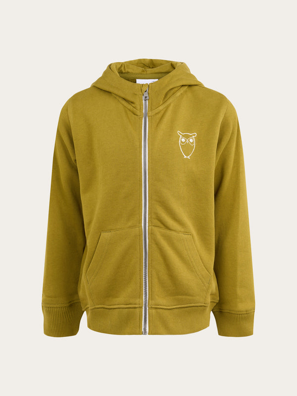 KnowledgeCotton Apparel - YOUNG Owl sweat hood Sweats 1363 Green Moss