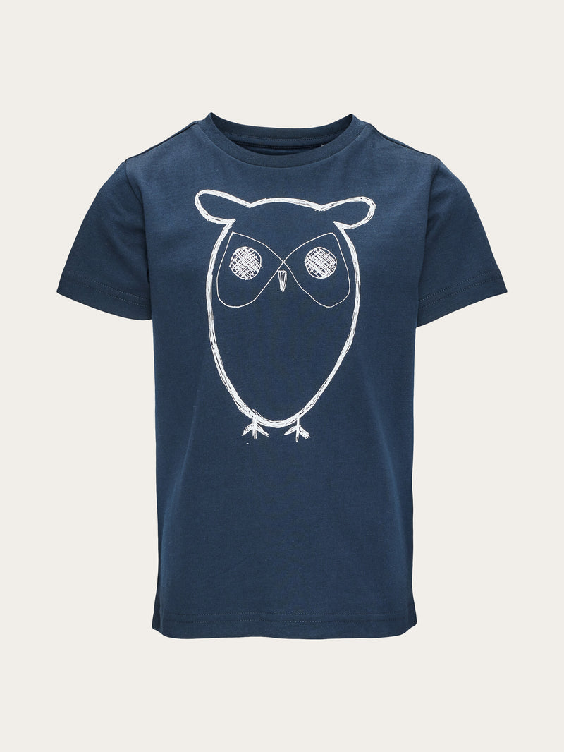 KnowledgeCotton Apparel - YOUNG Owl t-shirt T-shirts 1001 Total Eclipse