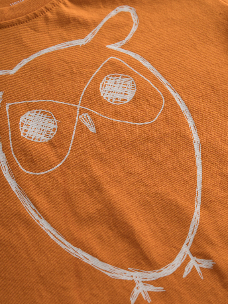 KnowledgeCotton Apparel - YOUNG Owl t-shirt T-shirts 1382 Russet orange