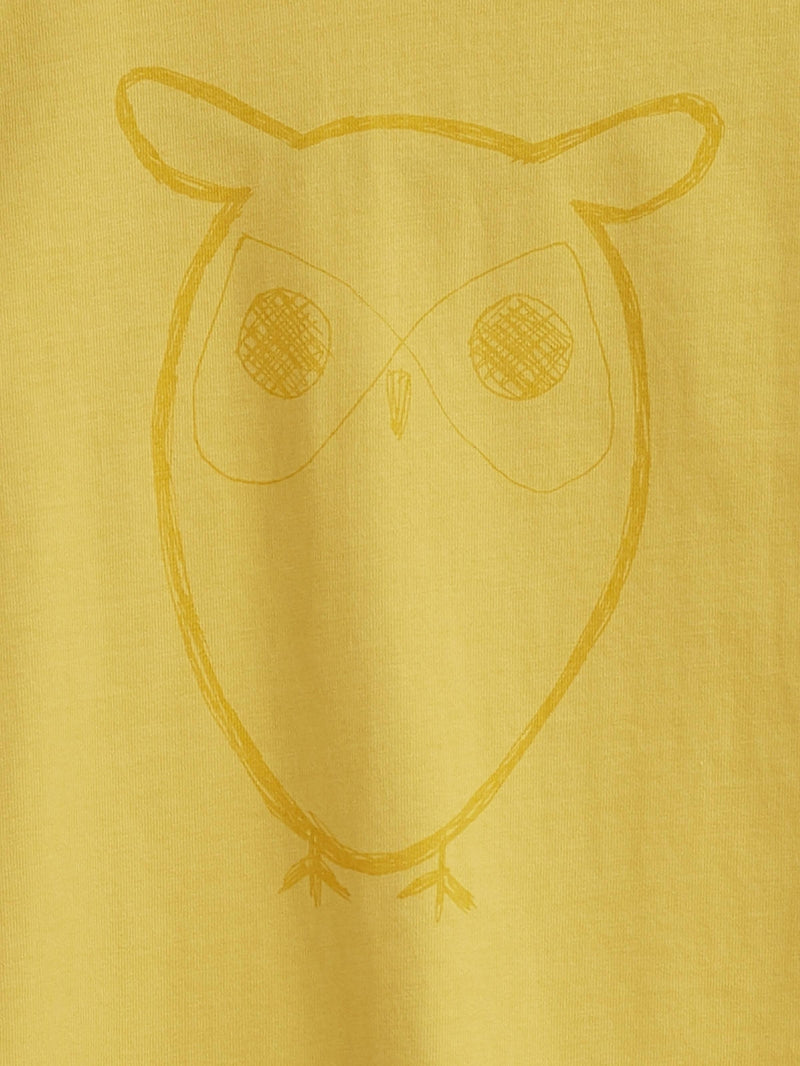 KnowledgeCotton Apparel - YOUNG Owl t-shirt T-shirts 1429 Misted Yellow