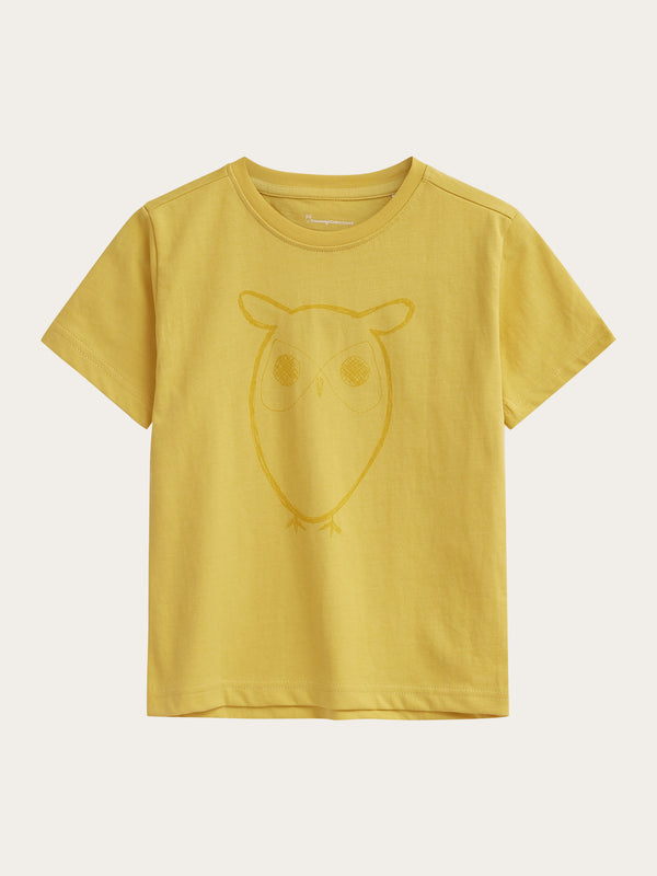 KnowledgeCotton Apparel - YOUNG Owl t-shirt T-shirts 1429 Misted Yellow